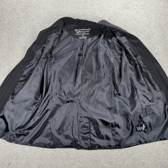 Vintage Norma‎ Kamali Boyfriend Suit Jacket Womens 16 Black Gray Pin Striped - Picture 14 of 16